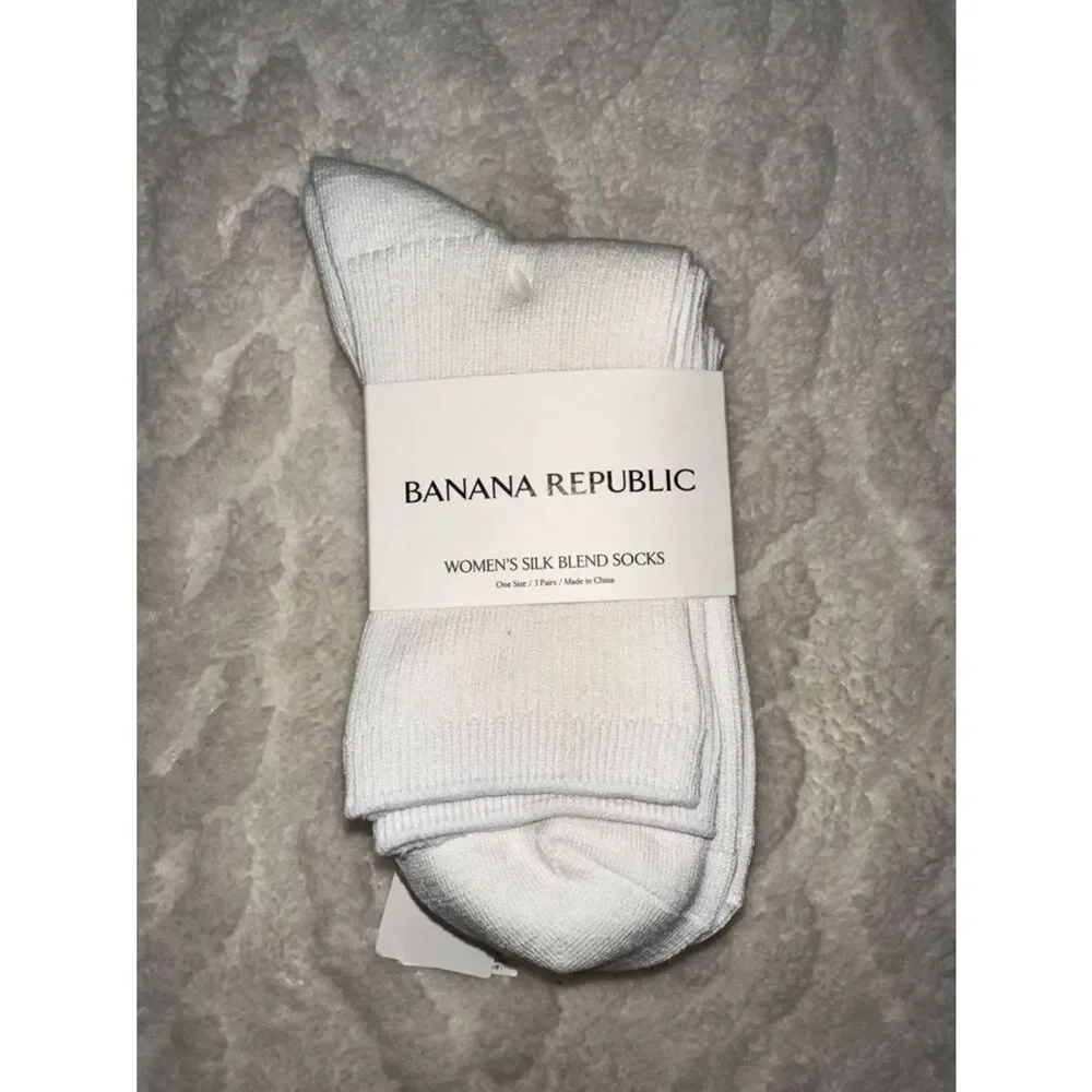 BR SNOW DAY WHITE SILK-COTTON BLEND CREW LOGO SOLES SOCK 3-PACK